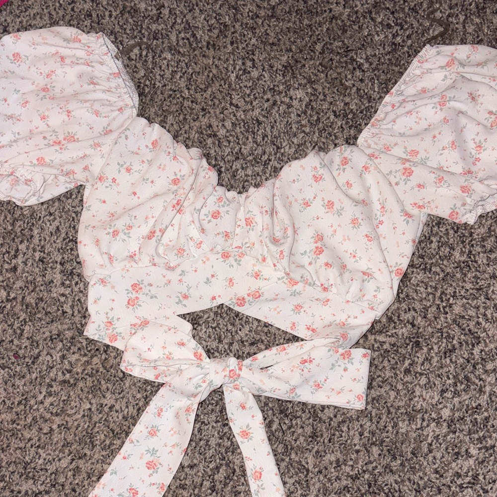 Altar'd State Floral Crop Top - White and Pink